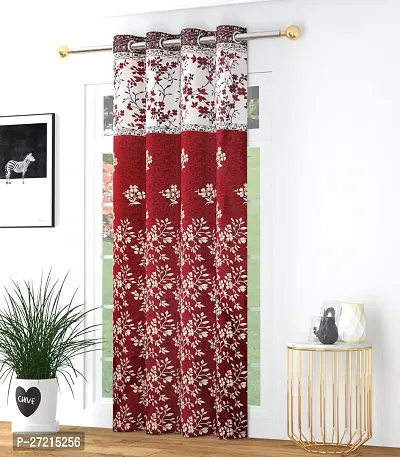 Luxury Craft 1  Piece Floral Panel|Curtain Eyelet Polyester Door Curtain (4x7 Feet)(Pack of 1)-Red
