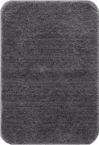 Luxury Crafts Multipurpose Solid Modern Rectangular Bathmat cum Doormat (, Microfiber, 37X57 Cm)-Pack of 2-Grey-thumb2