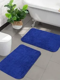 Luxury Crafts Multipurpose Solid Modern Rectangular Bathmat cum Doormat (, Microfiber, 37X57 Cm)-Pack of 2-Blue-thumb1