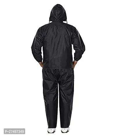 Luxury Crafts Polyester Water Resistant,fully waterproof Rain Coat with Pant|Rain Coat pair for Men  (Black, Medium)-thumb2