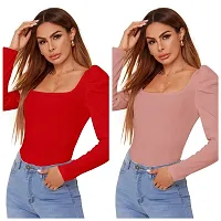 Elegant Knitted Polyester Casual Top Pack of 2 For Women-thumb1