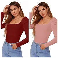 Elegant Knitted Polyester Casual Top Pack of 2 For Women-thumb1