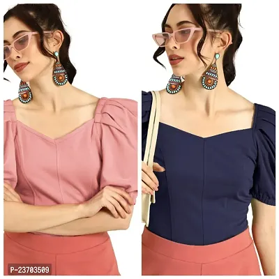 Elegant Knitted Polyester Casual Top Pack of 2 For Women-thumb2