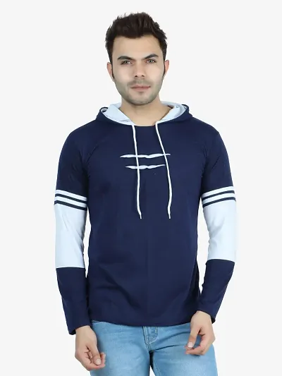 DEE RAJ CREATIONS Men's Casual Polycotton Full Sleeve Hooded Tshirt