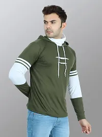 DEE RAJ CREATIONS Men's Casual Polycotton Full Sleeve Hooded with Face Mask Tshirt-thumb2