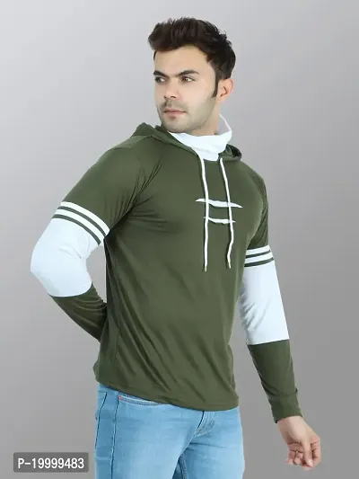 DEE RAJ CREATIONS Men's Casual Polycotton Full Sleeve Hooded with Face Mask Tshirt-thumb3