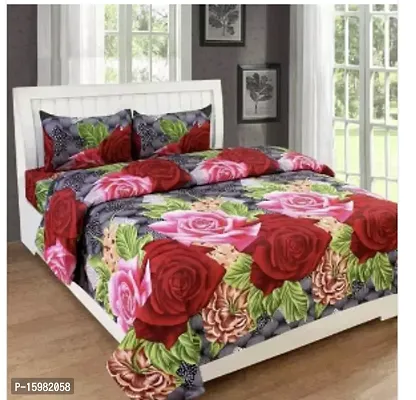 Stylish Glace Cotton Printed Bedsheet With Two Pillow Covers-thumb0