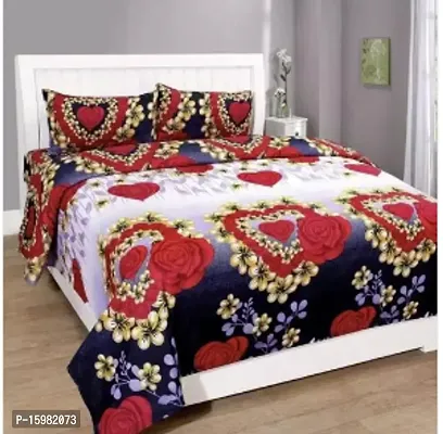 Stylish Glace Cotton Printed Bedsheet With Two Pillow Covers-thumb0