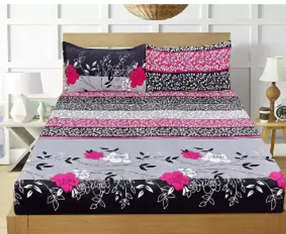 Vaastu Furnishings 144 TC Polycotton 3D Printed Double Bedsheet with 2 Pillow Covers (Multicolour, Size 87 x 87 Inch)