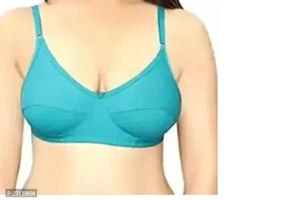 Stylish Turquoise Cotton Solid Bras For Women