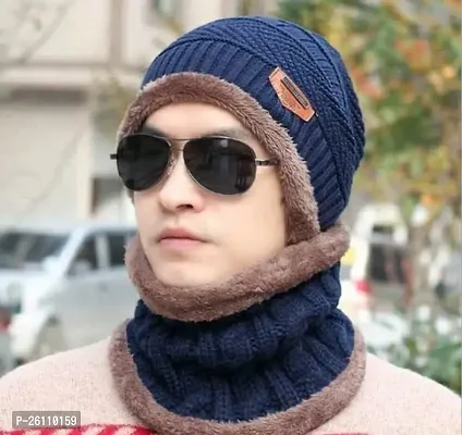 Stylis Woolen Solid Winter Caps For Men-thumb0
