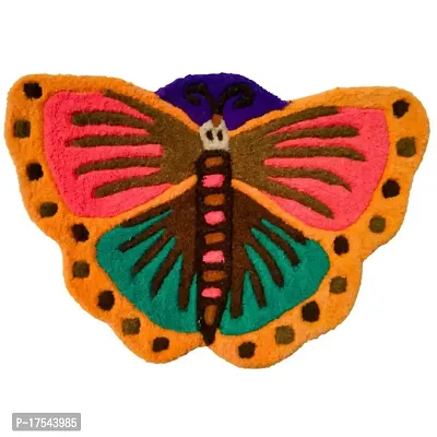 Hallolo Woolen Doormat Butterfly: Thick, Soft, Non-Skid Floor Carpet Rug, Multicolor