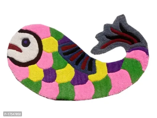 Hallolo Woolen Doormat Fish: Thick, Soft, Non-Skid Floor Carpet Rug, Multicolor