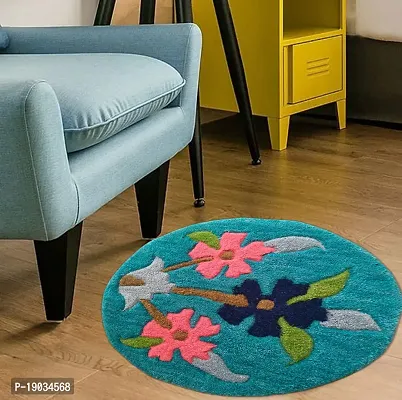 Hallolo Handmade blue woolen designer doormat-thumb2