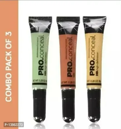 Girl Pro Conceal yellow orange green with puff (pack of 3)Hd High Definition Concealer 8 g-thumb0