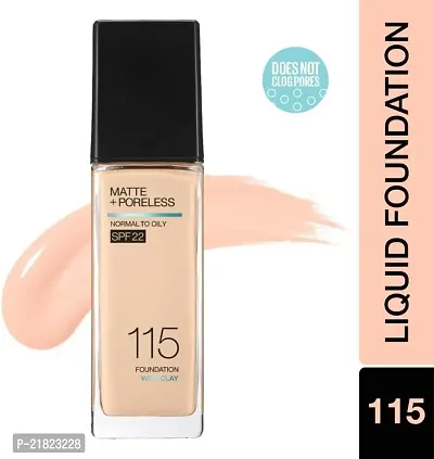 New York Liquid Foundation, Matte Finish, With SPF, Absorbs Oil, Fit Me Matte + Poreless, 115 Ivory, 30ml