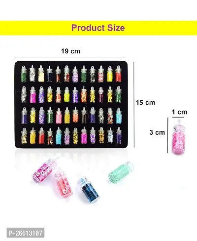 3D Glitter Powder Manicure Set of Nail Stickers, Nail Art Tool for Nail Decoration (Multicolour) - Set of 48 Bottles-thumb2