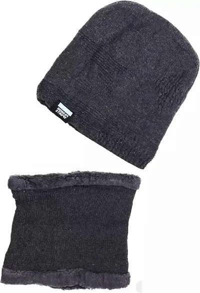 Stylish Wool Cap With Neck Scarf