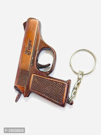 Trendy Metal Gun Key Ring-thumb0