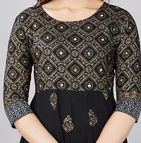 TRISHIKHA Women's Rayon Embroidered Anarkali Kurti (Black-Medium)-thumb4