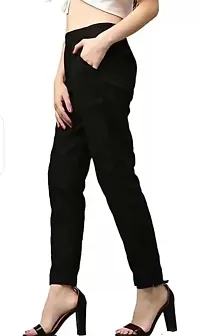 TRISHIKHA Women's Cotton Solid Regular Fit Casual/Regular Pant (Black-Medium)-thumb4