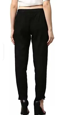 TRISHIKHA Women's Cotton Solid Regular Fit Casual/Regular Pant (Black-Medium)-thumb3