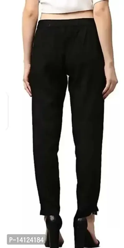 TRISHIKHA Women's Cotton Solid Regular Fit Casual/Regular Pant (Black-Medium)-thumb4