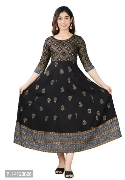 TRISHIKHA Women's Rayon Embroidered Anarkali Kurti-thumb0