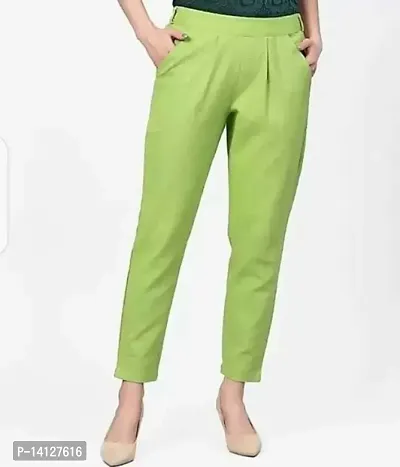 TRISHIKHA Women's Cotton Solid Regular Fit Casual/Regular Pant (Pista Green-X-Small)-thumb4