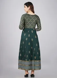 TRISHIKHA Women's Rayon Embroidered Anarkali Kurti (Green-Large)-thumb1