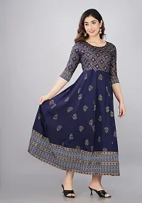 TRISHIKHA Women's Rayon Embroidered Anarkali Kurti (Blue-Large)-thumb4