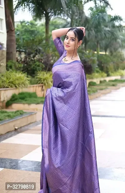 Stylish Blue Art Silk Saree With Blouse Piece For Women-thumb2