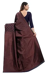 Premium Silk Saree Pure Vintage Fabric Blouse Soft 100% Banarasi Wear | Indian Ethnic Wear |Traditional Wedding Party Woven Sarees (NAVY BLUE)-thumb1