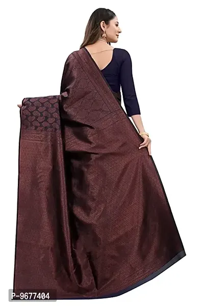 Premium Silk Saree Pure Vintage Fabric Blouse Soft 100% Banarasi Wear | Indian Ethnic Wear |Traditional Wedding Party Woven Sarees (NAVY BLUE)-thumb2