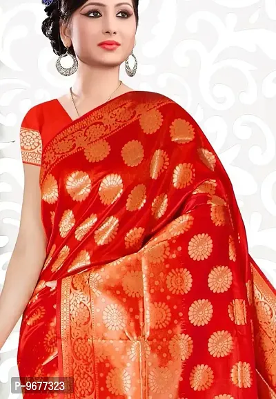 Kanjeevaram Printed Silk Saree Zari Traditional Women's Wedding Piece Bollywood Designer (RED)-thumb3