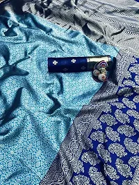 Kanjeevaram Silk Saree Indian Pure Vintage Fabric Blouse Soft 100% Banarasi Wear | Ethnic Wear |Traditional Wedding Party Woven Sarees (BLUE)-thumb3