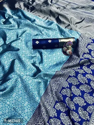 Kanjeevaram Silk Saree Indian Pure Vintage Fabric Blouse Soft 100% Banarasi Wear | Ethnic Wear |Traditional Wedding Party Woven Sarees (BLUE)-thumb4