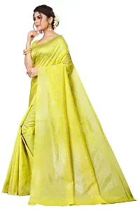 WOMEN'S KANJEEVARAM/ART SILK SAREE ZARI BORDER YELLOW COLOR SAARI | INDIAN ETHNIC WEAR-thumb1