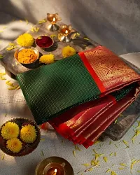 Green Butti Kanchipuram Soft Silk Saree | Indian Ethnic Wear | Traditional Women's Sari-thumb2