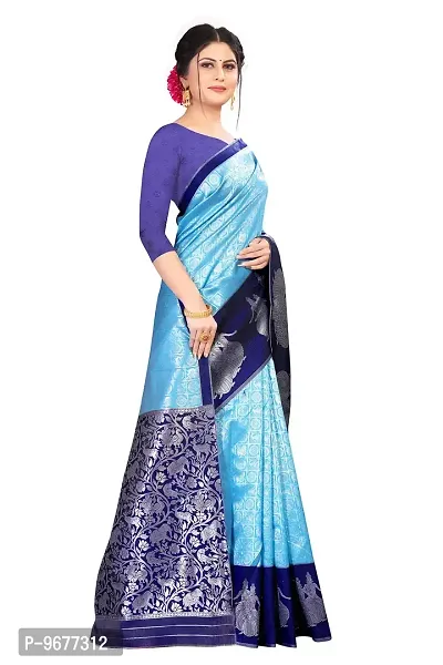 Classic Poly Silk Jacquard Saree With Blouse Piece For Women-thumb5