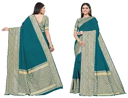 Smooth Kanjeevaram Silk Saree Pure Zari Traditional Women's Wedding Piece Bollywood Designer (FIROZI)-thumb2