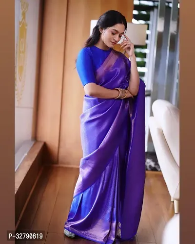 Stylish Blue Art Silk Saree With Blouse Piece For Women-thumb3