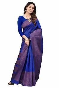 Kanchipuram Printed Ethnic Silk Saree | Indian Ethnic Wear | Traditional Women's Wedding Wear Sari (NAVYBLUE)-thumb3