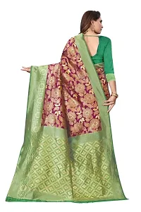 Kanjeevaram Silk Saree| Indian Ethnic Wear | Traditional Women's Wedding Piece Bollywood Designer (PURPLE GREEN)-thumb1