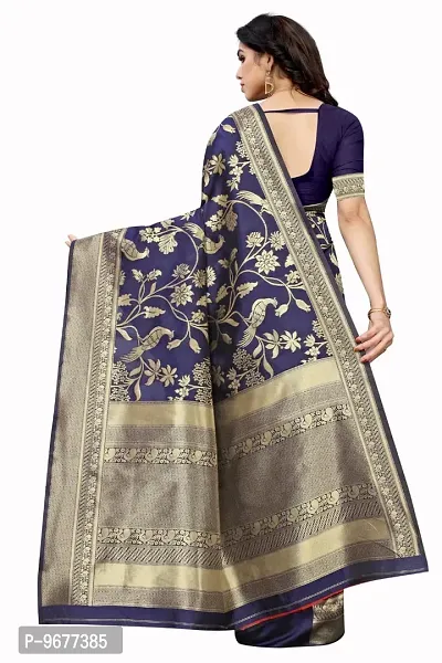 Kanjeevaram Silk Saree Traditional Women's Wedding Piece Bollywood Designer Navy Blue-thumb5