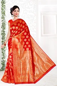 Kanjeevaram Printed Silk Saree Zari Traditional Women's Wedding Piece Bollywood Designer (RED)-thumb1