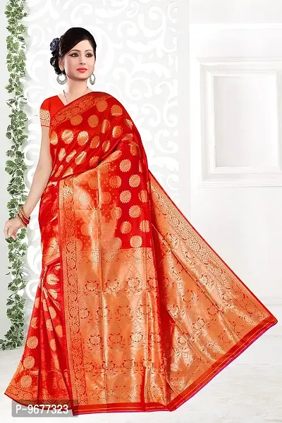 Kanjeevaram Printed Silk Saree Zari Traditional Women's Wedding Piece Bollywood Designer (RED)-thumb2