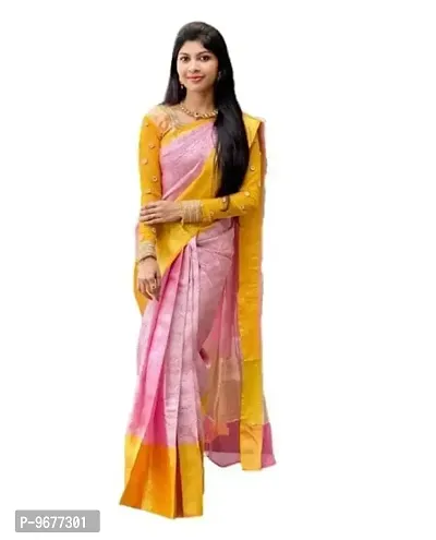 Pure Silk Kanjeevaram Women""s Banarasi Zari Woven Saree | Indian Ethnic Wear | Traditional Women's Wedding Piece Bollywood Designer (Bright Baby Pink)