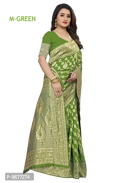 Banarasi Silk Saree | Indian Ethnic Wear | Traditional Women's Wedding Piece Bollywood Designer (GREEN)-thumb2