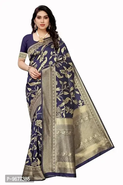 Kanjeevaram Silk Saree Traditional Women's Wedding Piece Bollywood Designer Navy Blue-thumb0